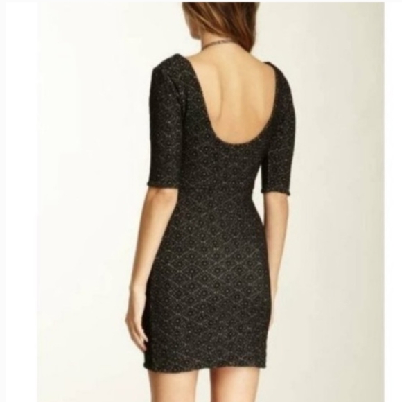 Free People Lady Pucker Scoop Black Bodycon Dress size small - Picture 2 of 15